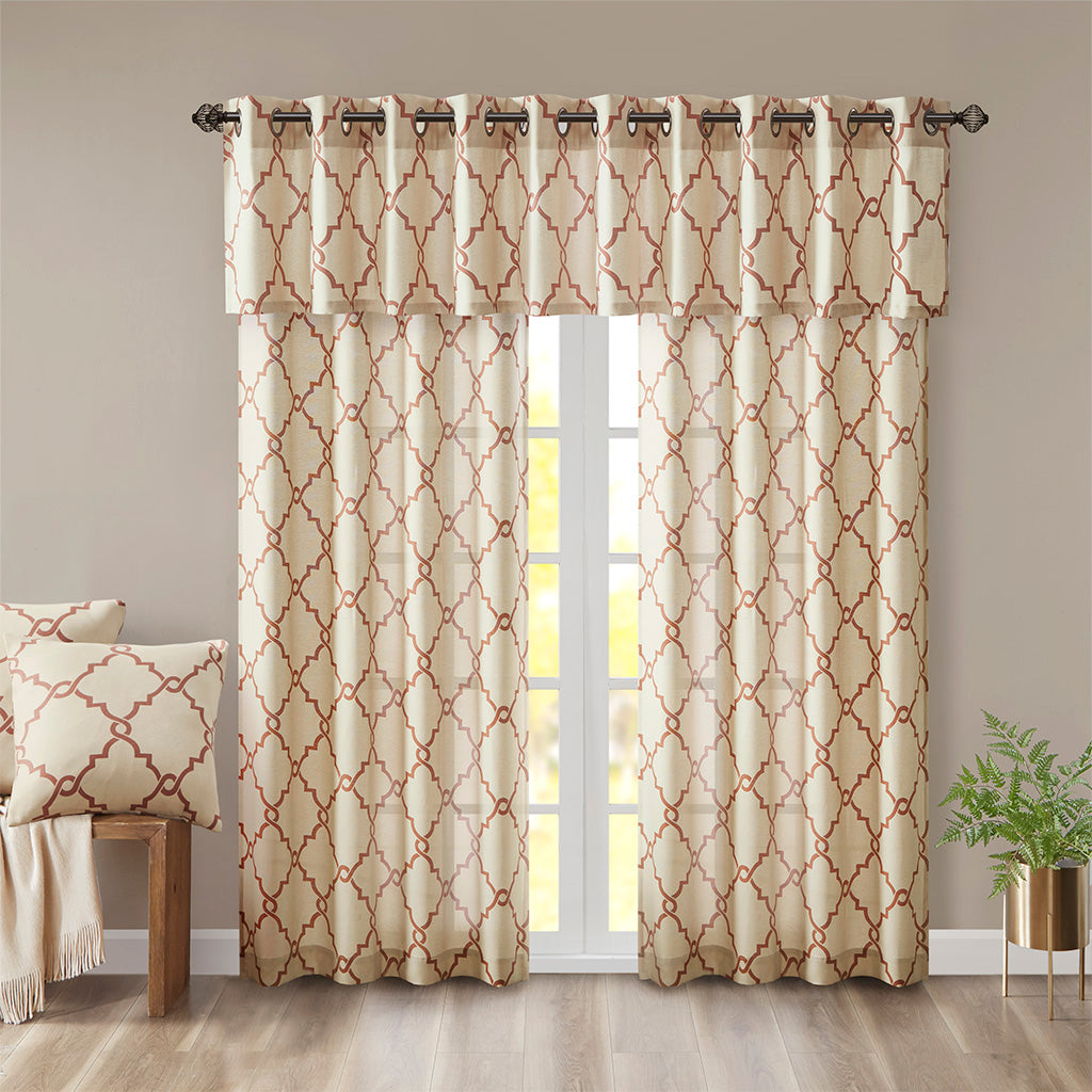 Saratoga Fretwork Print Grommet Top Window Curtain Panel