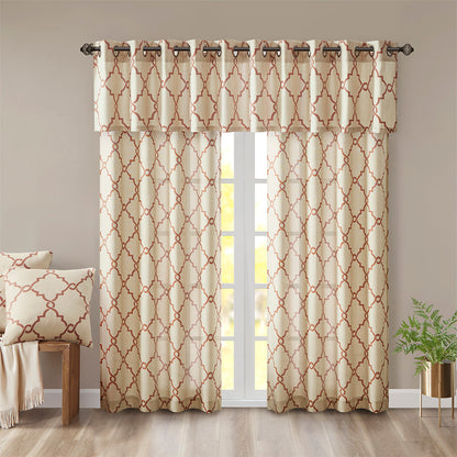 Saratoga Fretwork Print Grommet Top Window Curtain Panel