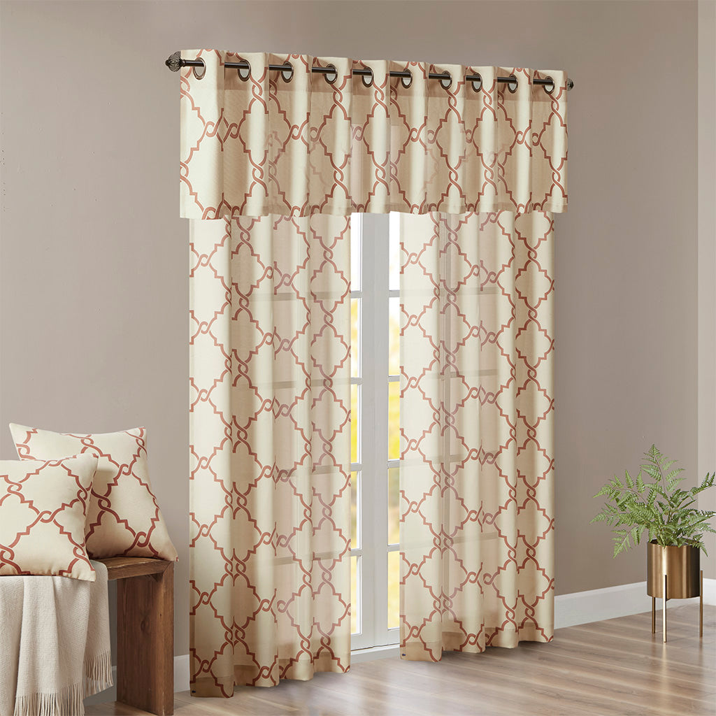 Saratoga Fretwork Print Grommet Top Window Curtain Panel