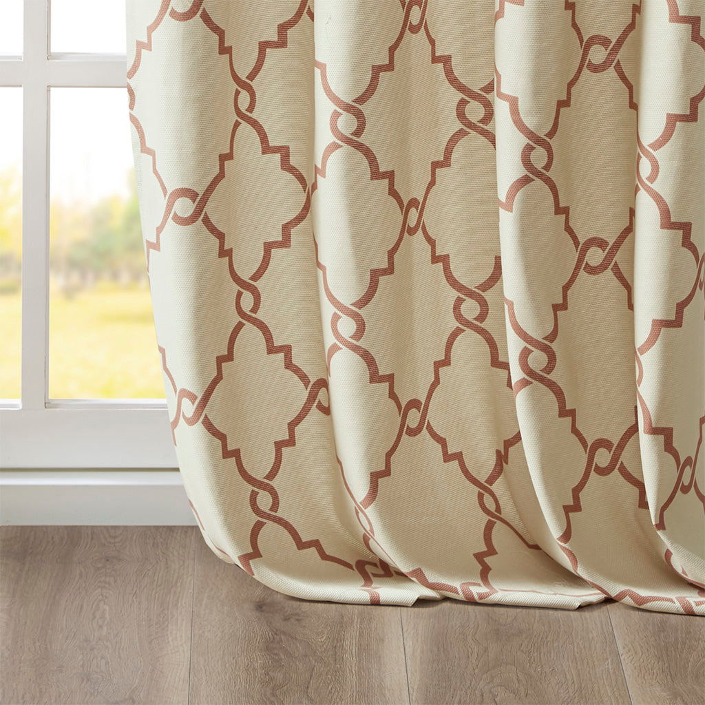 Saratoga Fretwork Print Grommet Top Window Curtain Panel