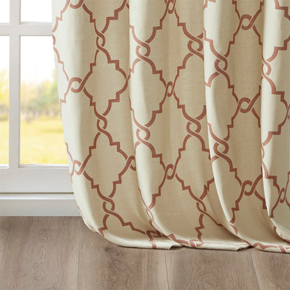 Saratoga Fretwork Print Grommet Top Window Curtain Panel
