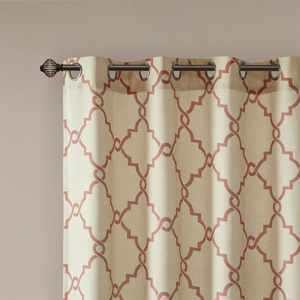 Saratoga Fretwork Print Grommet Top Window Curtain Panel