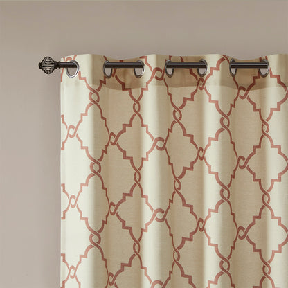Saratoga Fretwork Print Grommet Top Window Curtain Panel
