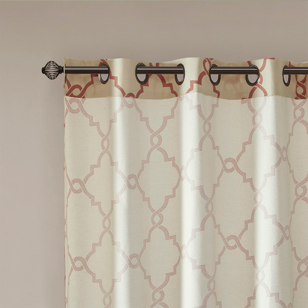 Saratoga Fretwork Print Grommet Top Window Curtain Panel