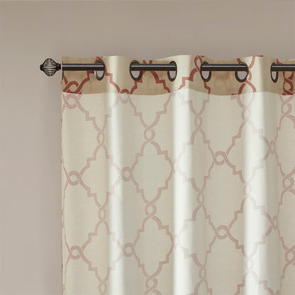 Saratoga Fretwork Print Grommet Top Window Curtain Panel
