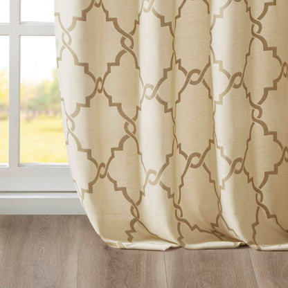 Saratoga Fretwork Print Grommet Top Window Curtain Panel