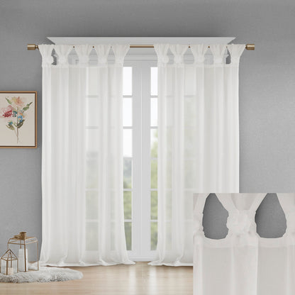 Rosette Floral Embellished Cuff Tab Top Solid Curtain Panel