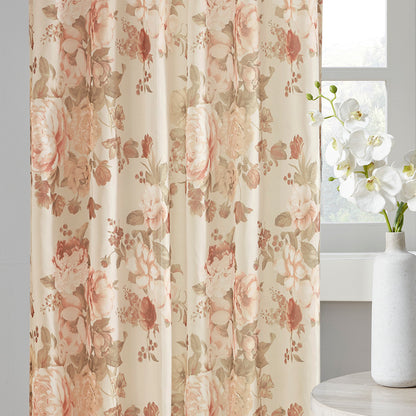 Simone Printed Floral Twist Tab Top Voile Sheer Curtain