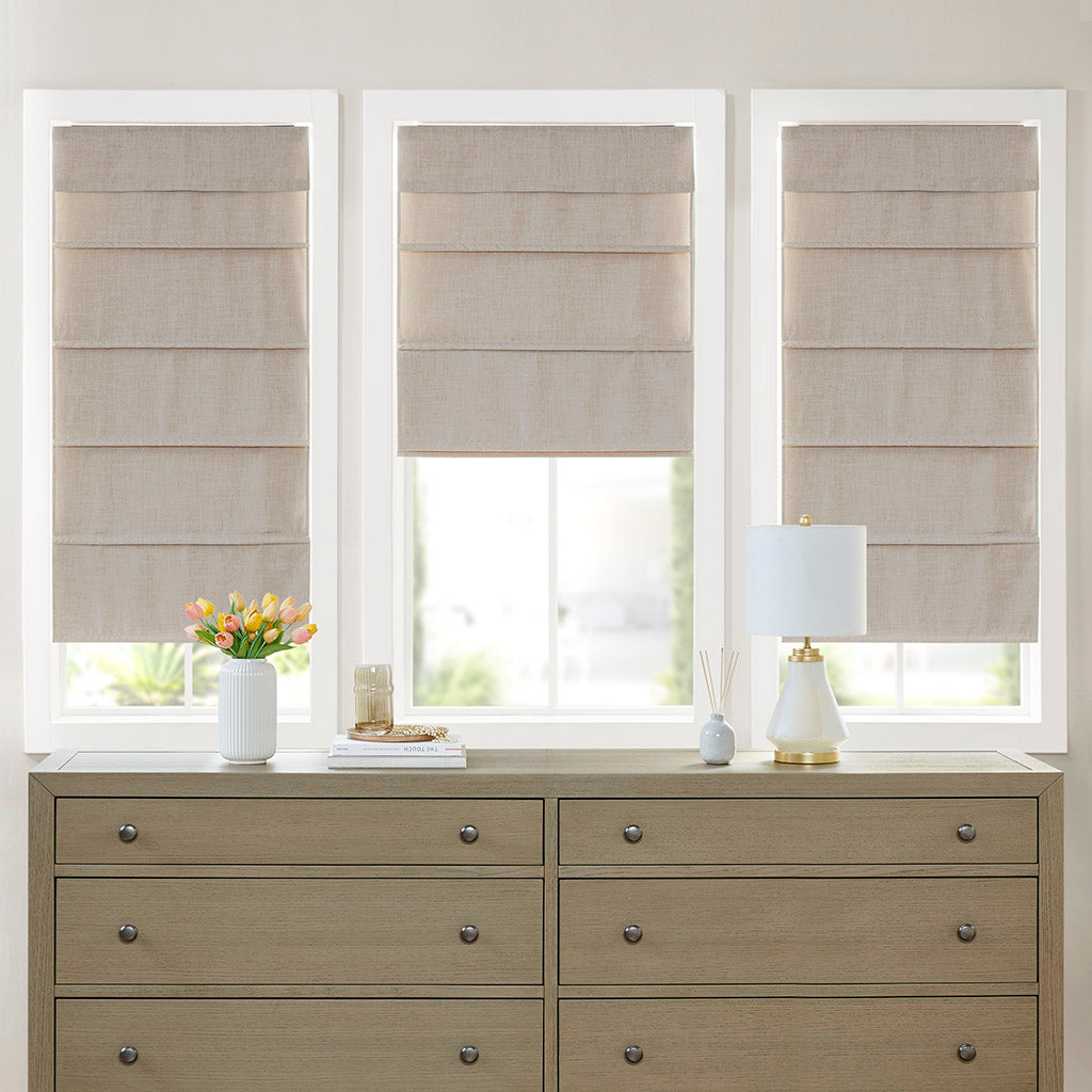 Otis Faux Linen Cordless Total Blackout Roman Shade