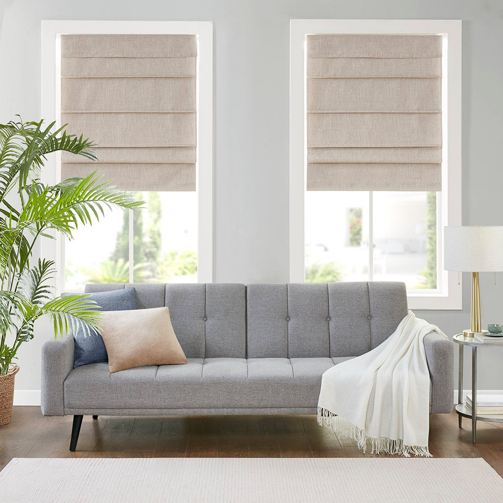 Otis Faux Linen Cordless Total Blackout Roman Shade