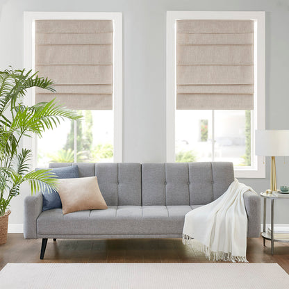 Otis Faux Linen Cordless Total Blackout Roman Shade