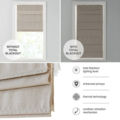 Otis Faux Linen Cordless Total Blackout Roman Shade