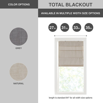 Otis Faux Linen Cordless Total Blackout Roman Shade