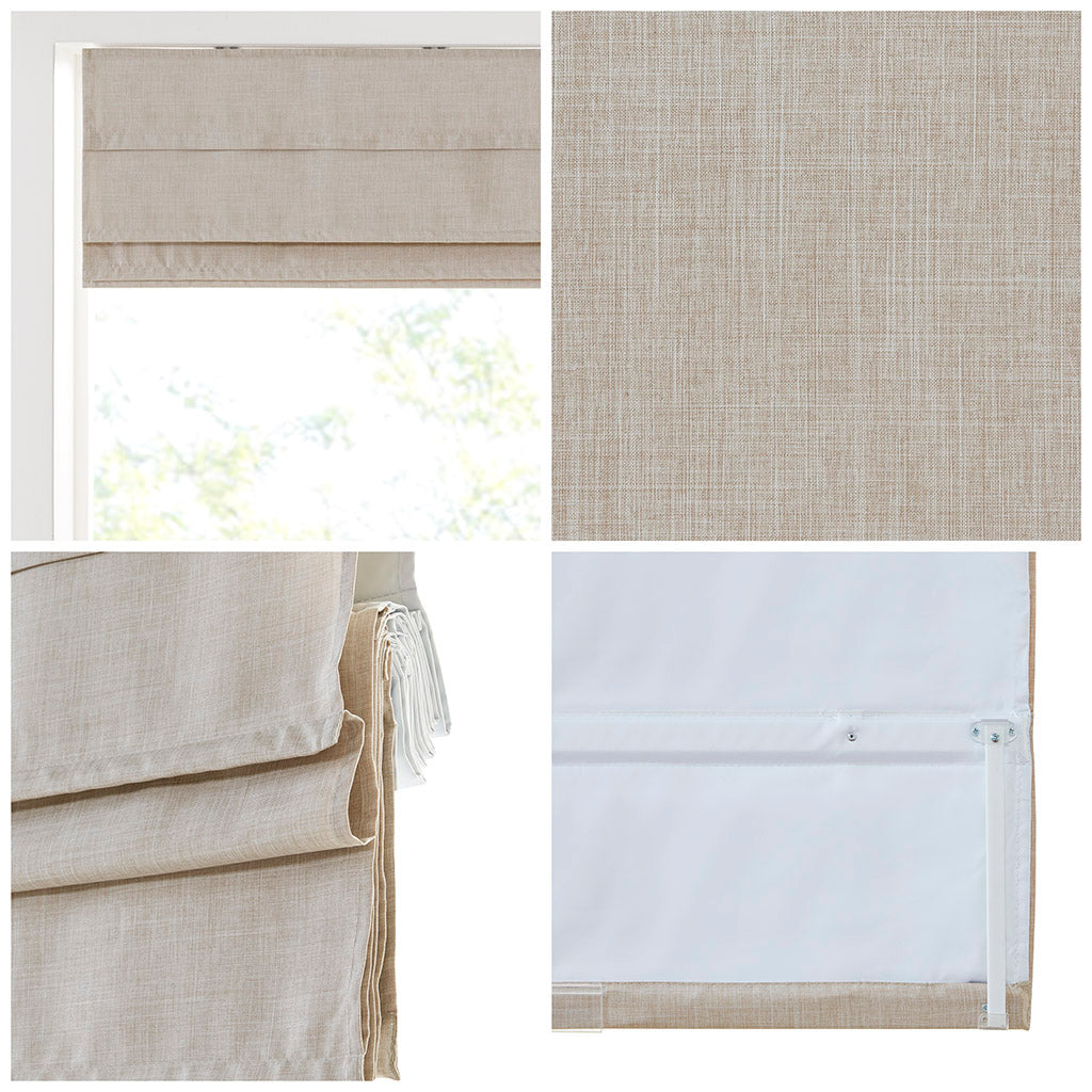 Otis Faux Linen Cordless Total Blackout Roman Shade