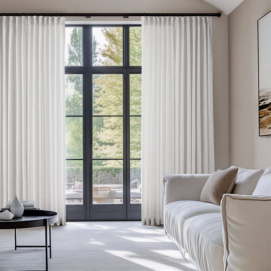 Emery 300gsm poly linen with 7 pinch pleat per pc