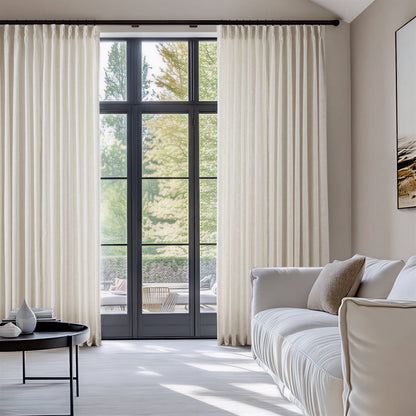 Emery 300gsm poly linen with 7 pinch pleat per pc