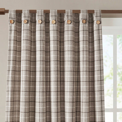 Anaheim Plaid Rod Pocket and Back Tab Curtain Panel with Fleece Lining