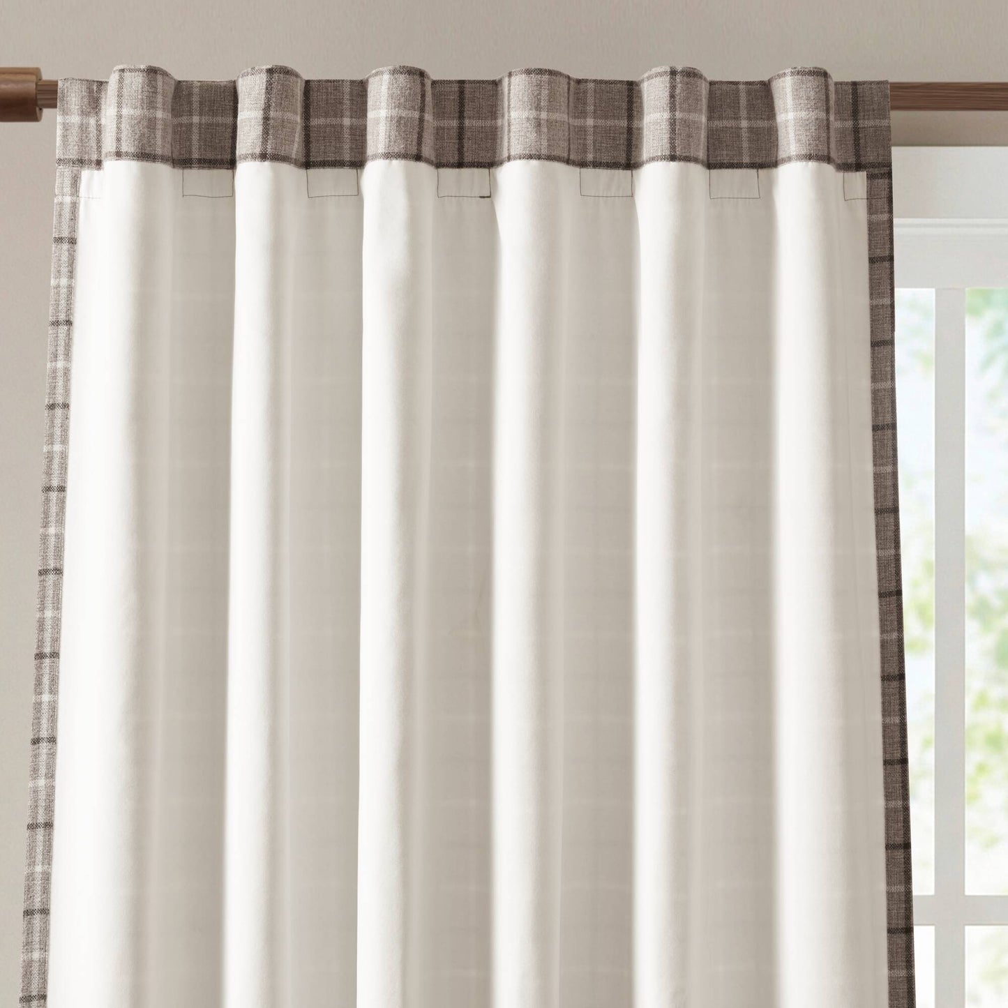 Anaheim Plaid Rod Pocket and Back Tab Curtain Panel with Fleece Lining