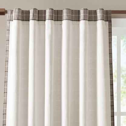 Anaheim Plaid Rod Pocket and Back Tab Curtain Panel with Fleece Lining
