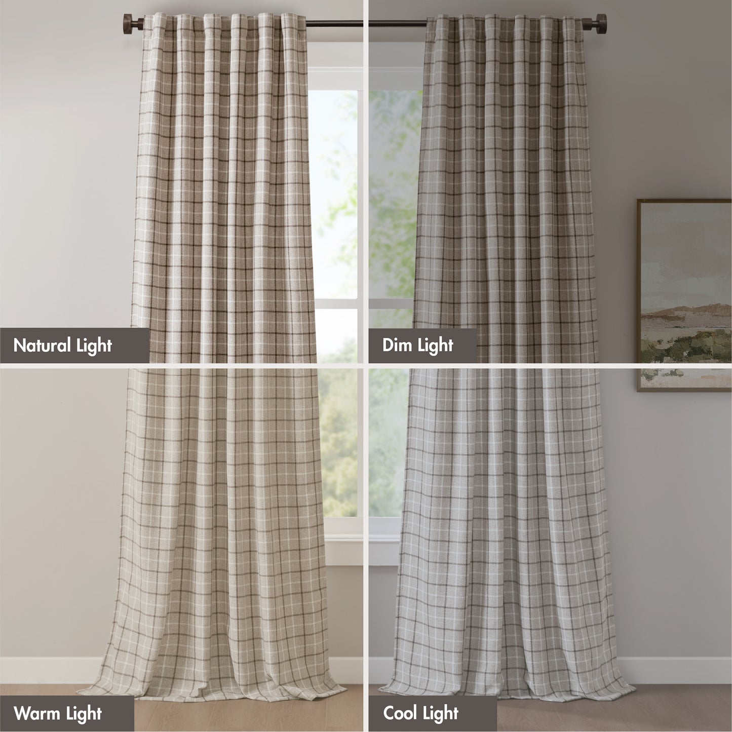 Anaheim Plaid Rod Pocket and Back Tab Curtain Panel with Fleece Lining