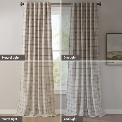 Anaheim Plaid Rod Pocket and Back Tab Curtain Panel with Fleece Lining