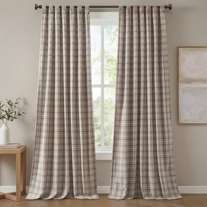 Anaheim Plaid Rod Pocket and Back Tab Curtain Panel with Fleece Lining
