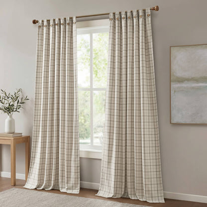 Anaheim Plaid Rod Pocket and Back Tab Curtain Panel with Fleece Lining