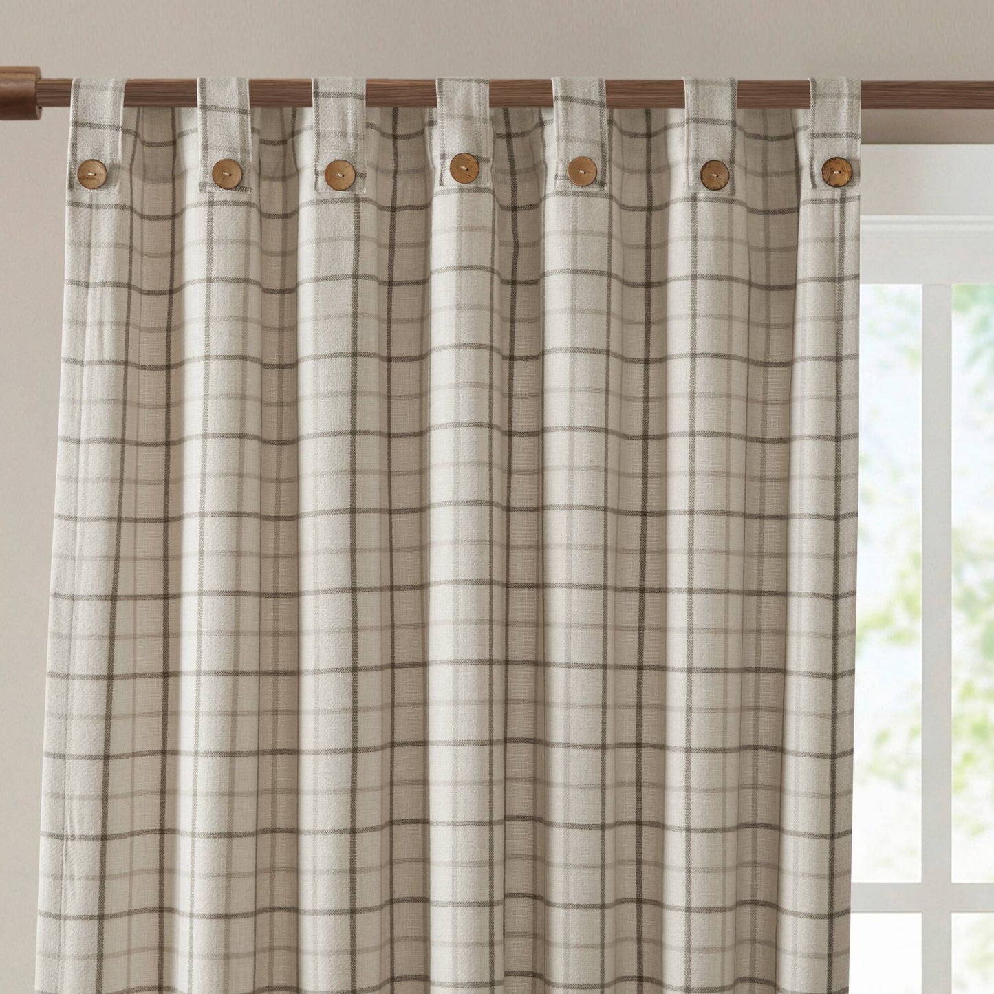 Anaheim Plaid Rod Pocket and Back Tab Curtain Panel with Fleece Lining