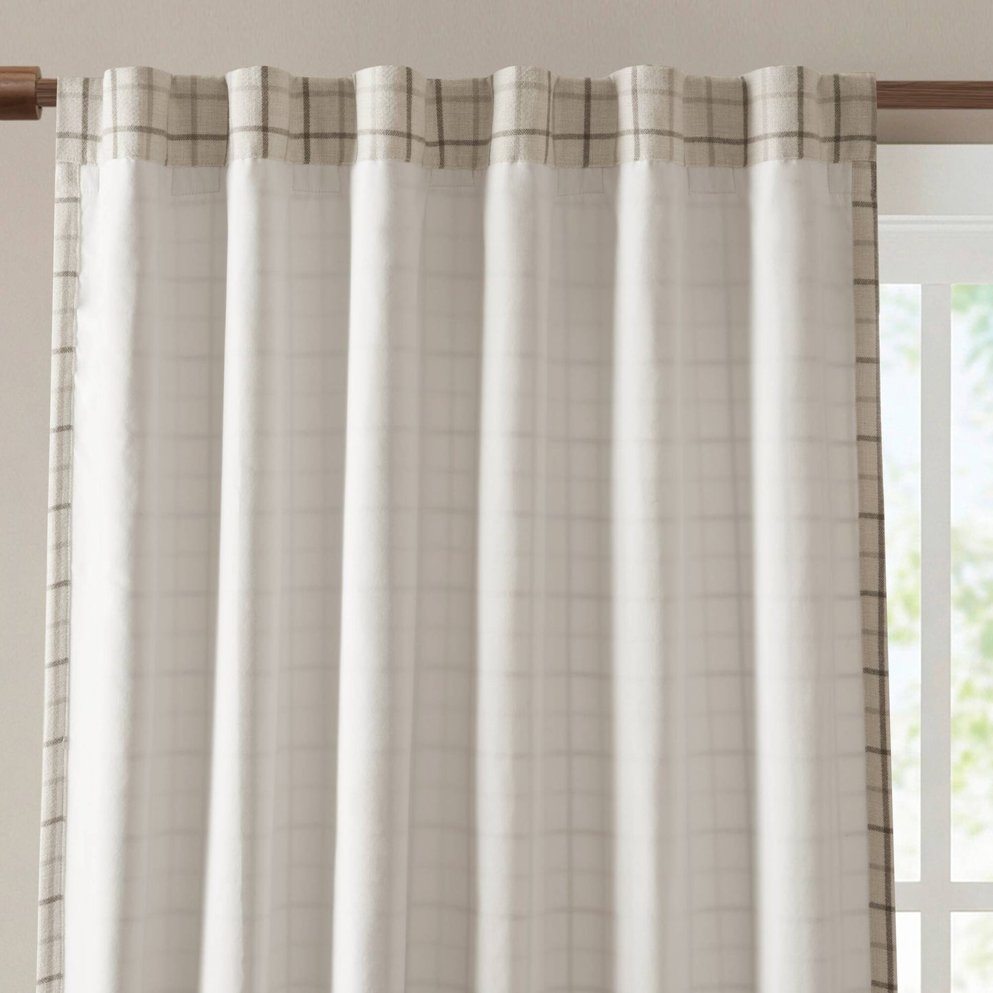 Anaheim Plaid Rod Pocket and Back Tab Curtain Panel with Fleece Lining