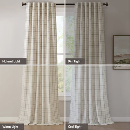 Anaheim Plaid Rod Pocket and Back Tab Curtain Panel with Fleece Lining