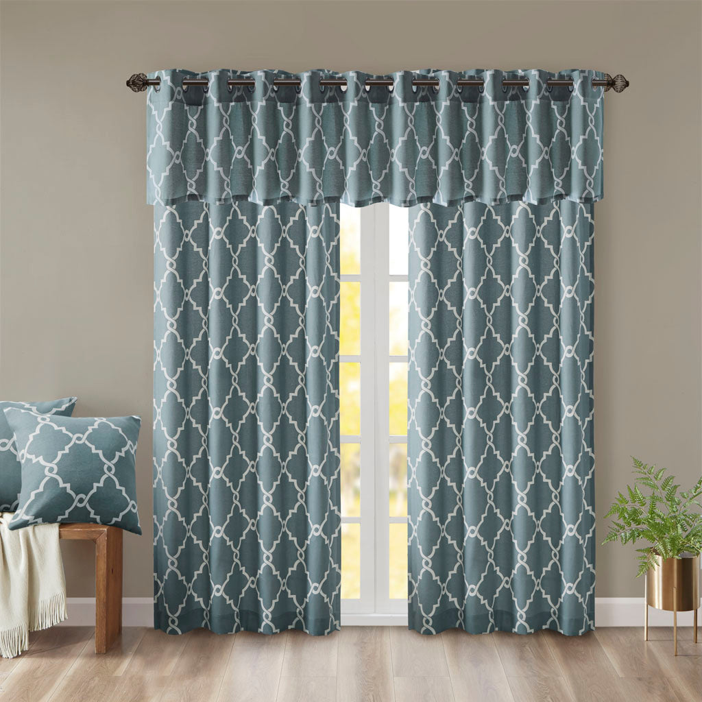 Saratoga Fretwork Print Grommet Top Window Valance