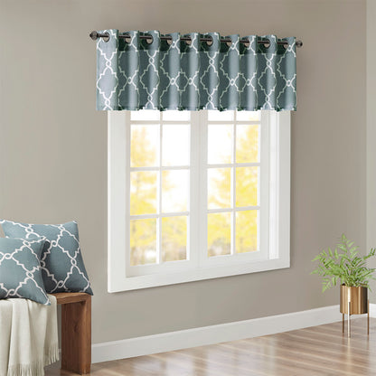 Saratoga Fretwork Print Grommet Top Window Valance