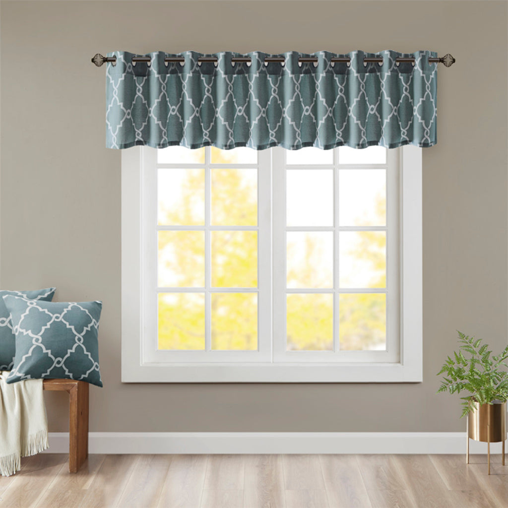 Saratoga Fretwork Print Grommet Top Window Valance