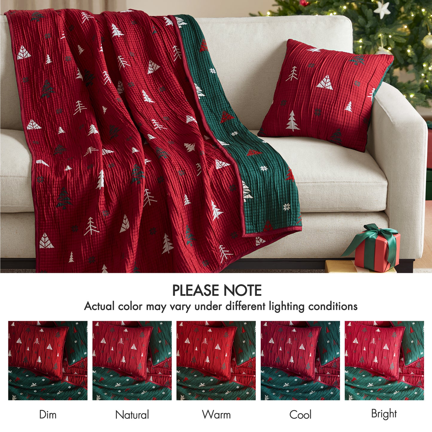 Winter Reversible Christmas Throw Set