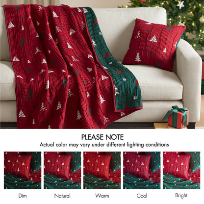 Winter Reversible Christmas Throw Set