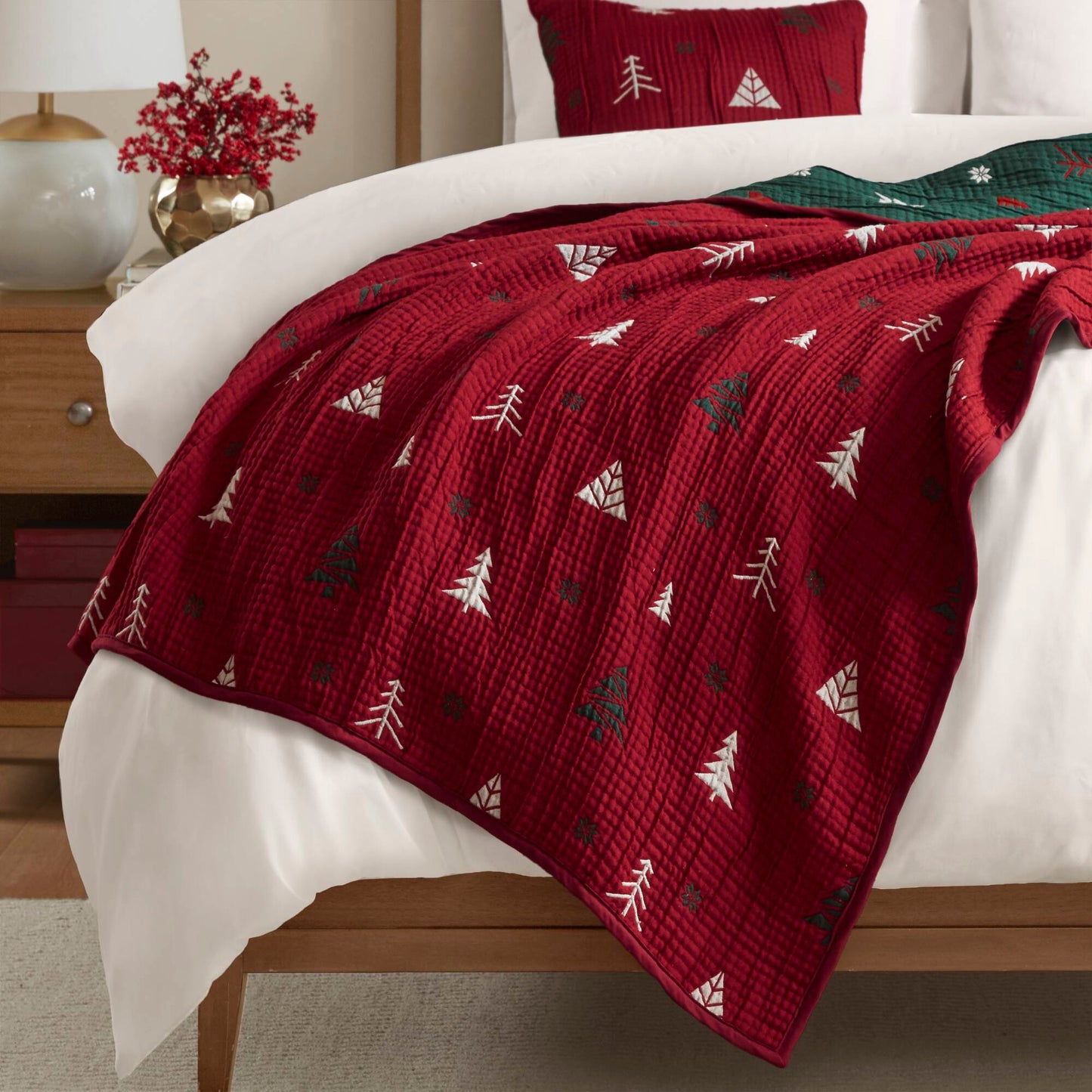 Winter Reversible Christmas Throw Set