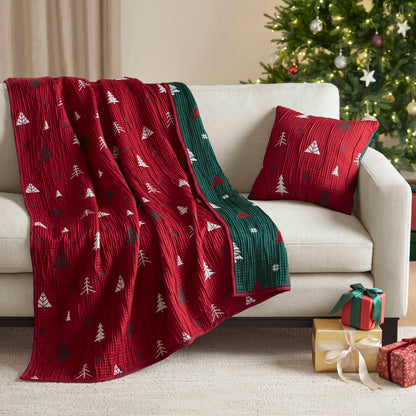 Winter Reversible Christmas Throw Set