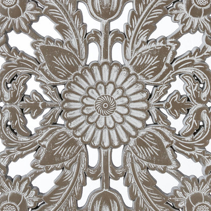 Botanical Panel Distressed Carved Wood 2-piece Wall Decor Set