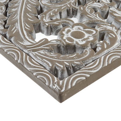 Botanical Panel Distressed Carved Wood 2-piece Wall Decor Set