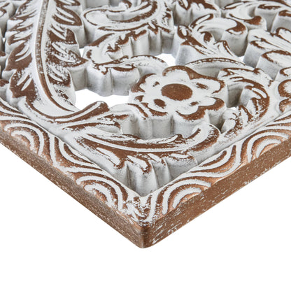 Botanical Panel Distressed Carved Wood 2-piece Wall Decor Set