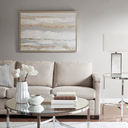 Strato Gold Foil and Hand Embellished Abstract Framed Canvas Wall Art