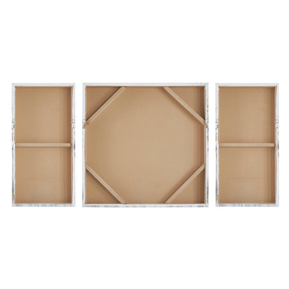 Blue Midst Forest Gold Foil Triptych 3-Piece Canvas Wall Art Set