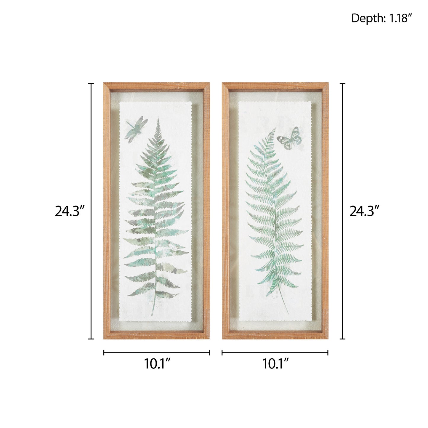 Linden Fern 2-Piece Framed Glass Wall Art Set
