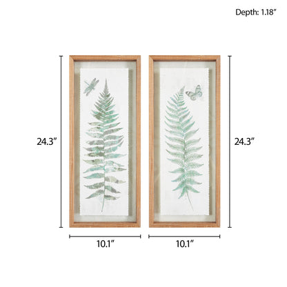 Linden Fern 2-Piece Framed Glass Wall Art Set