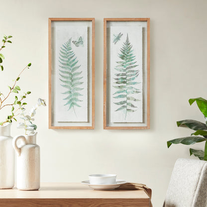 Linden Fern 2-Piece Framed Glass Wall Art Set