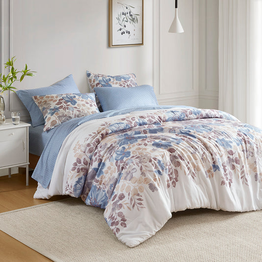 Luna Floral Comforter Set with Bed Sheets Bed in a Bag