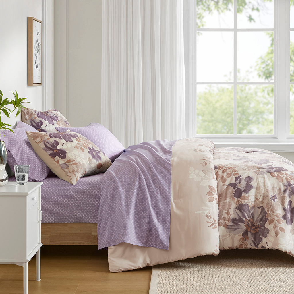 Luna Floral Comforter Set with Bed Sheets