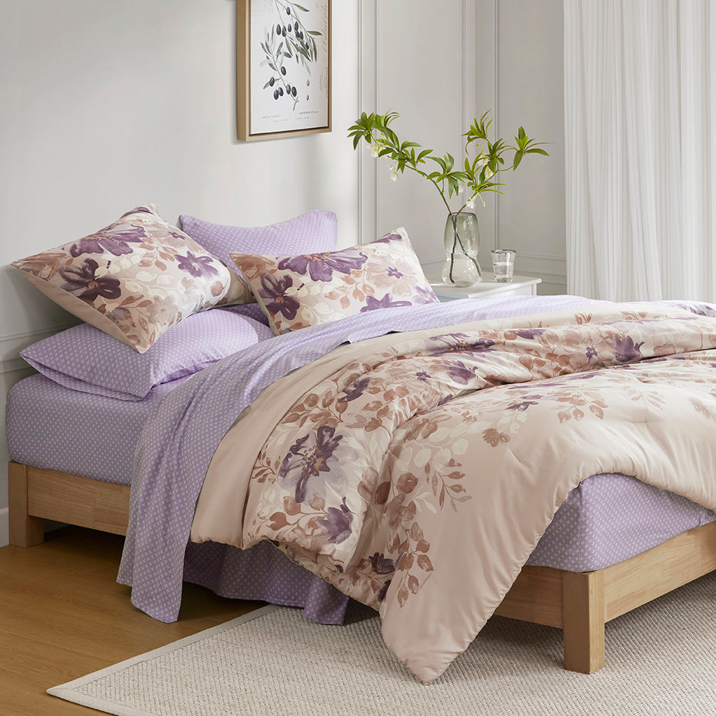 Luna Floral Comforter Set with Bed Sheets