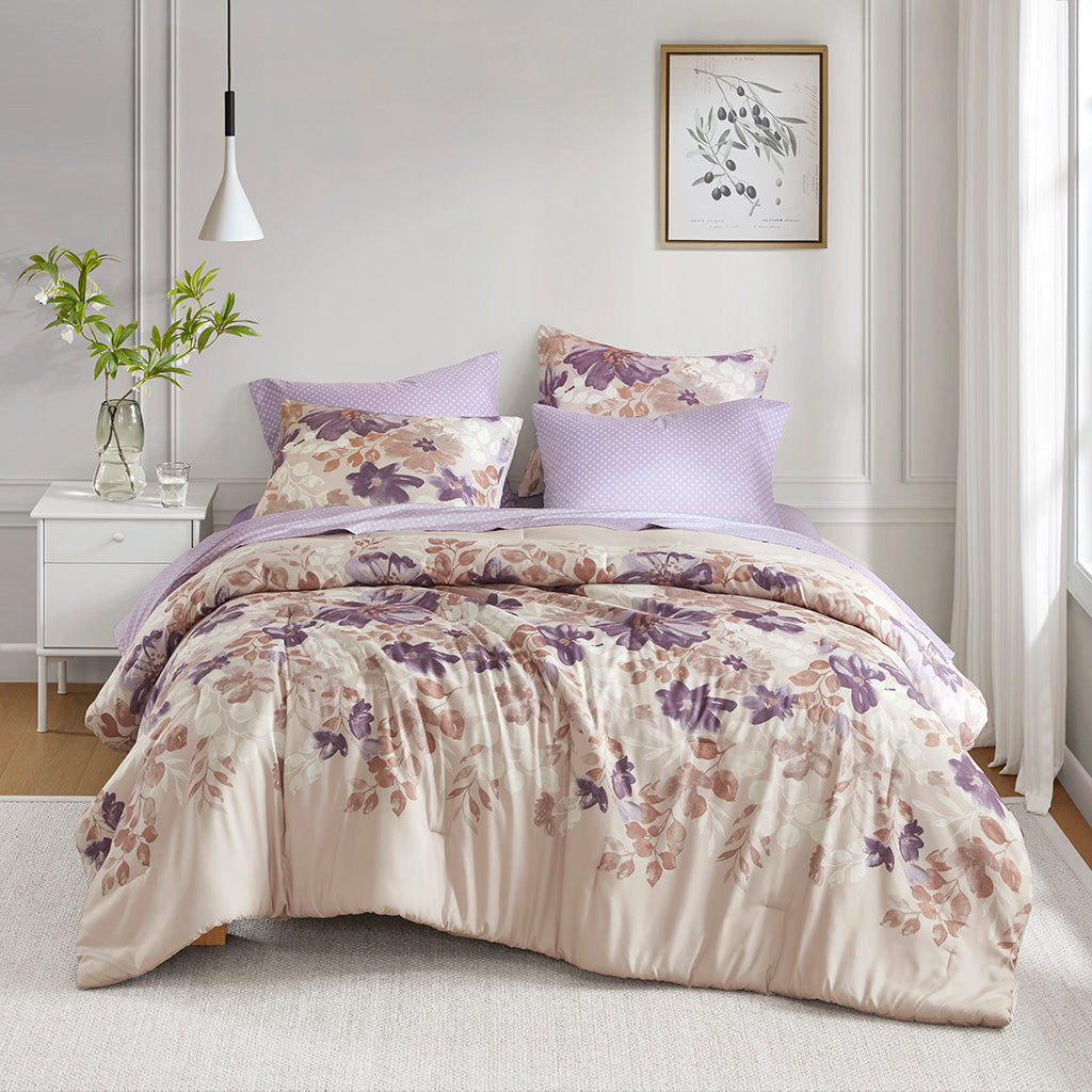 Luna Floral Comforter Set with Bed Sheets