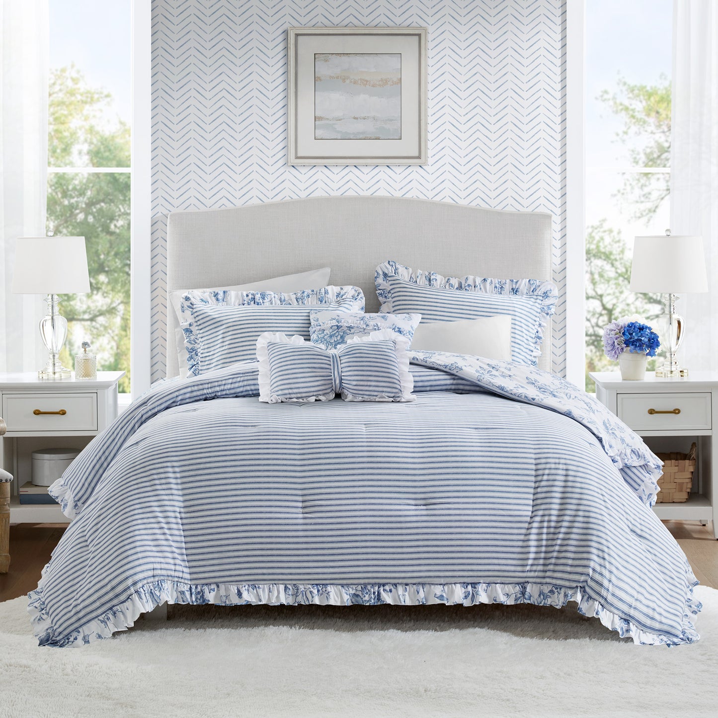 Adele 4 Pieces Comforter Set with Decorative Pillows